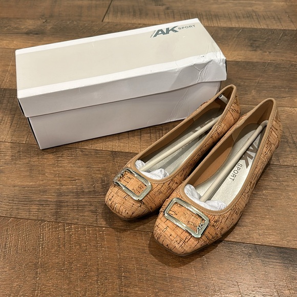 Anne Klein Shoes - NITB Anne Klein Cork Flats w/ Gold Buckle